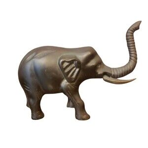 Vintage Brass Elephant Trunk Up Good Luck Heavy 4" Tall Paperweight Décor Safari